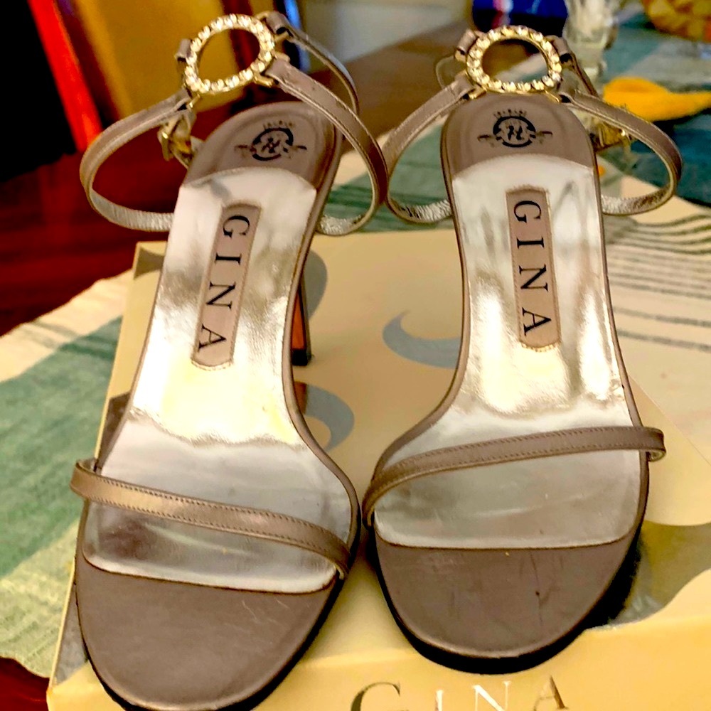Gina of London leather heels with Austrian crystals …size us 6